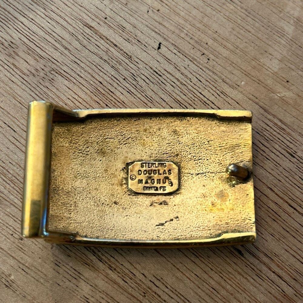 Sterling silver  Douglas Magnus heavy belt buckle gold tone rare
